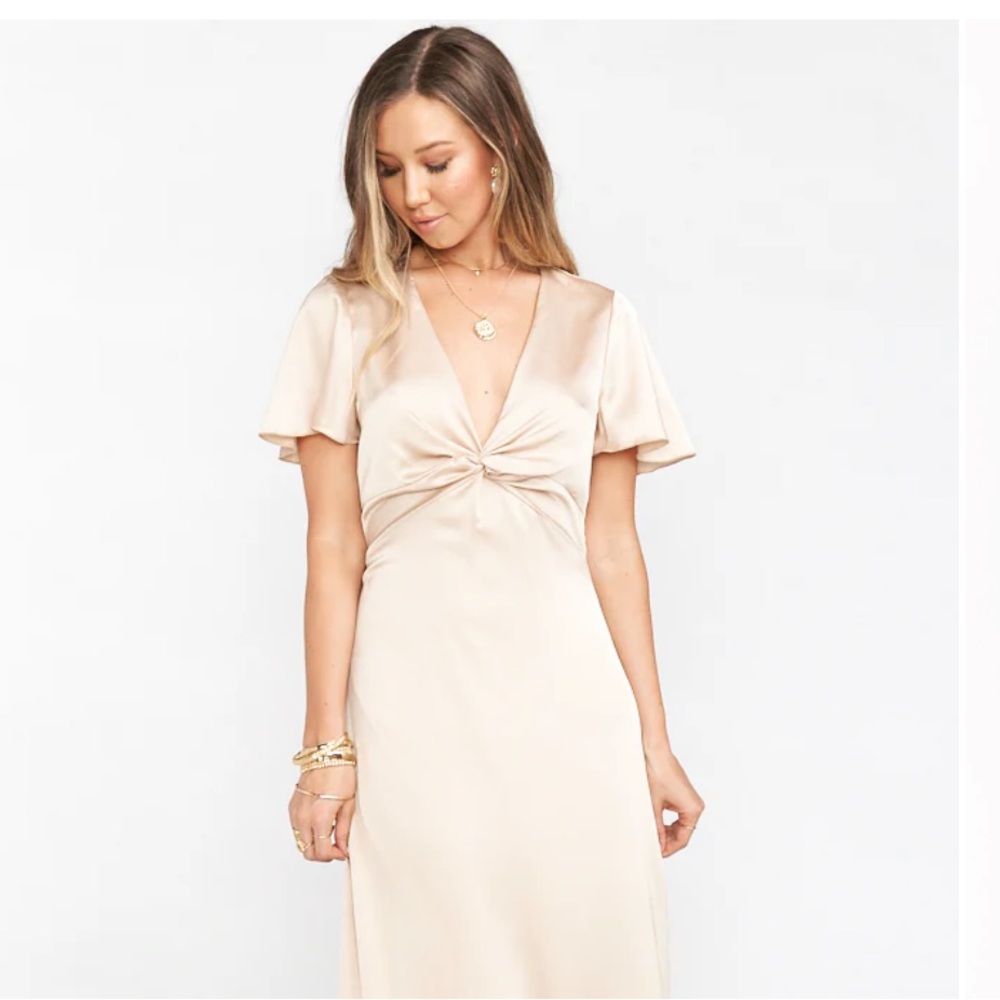 Show Me Your MuMu Satin Twist Maxi Dress in Blush